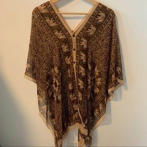 Kathmandu Imports Silky Elephant Shawl Kimono